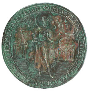  This bronze sixth-century bread stamp/medallion shows two churches from the site of Hierapolis in Christian Turkey: the domed martyrium on the right, and the newly-discovered church containing Philip’s tomb on the left 